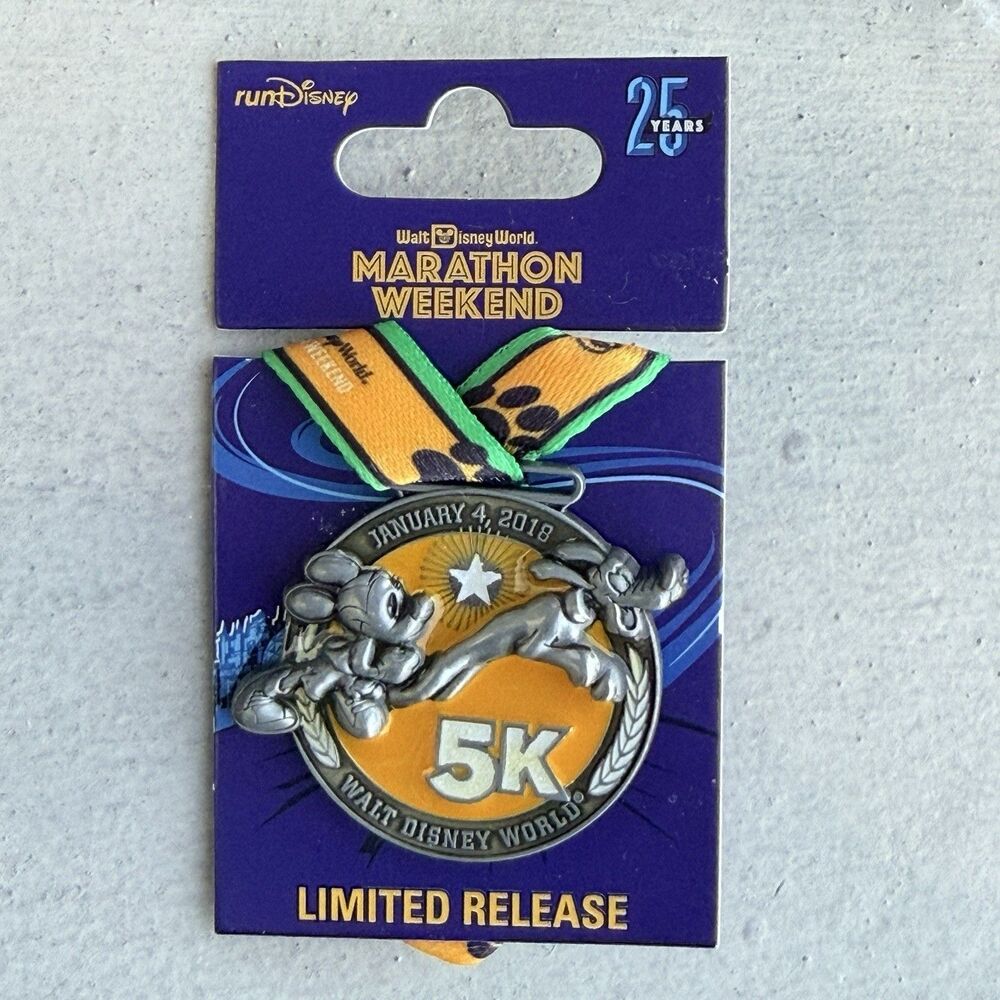 runDisney Marathon Weekend 2018 5K Medal Mickey and Pluto Limited Release